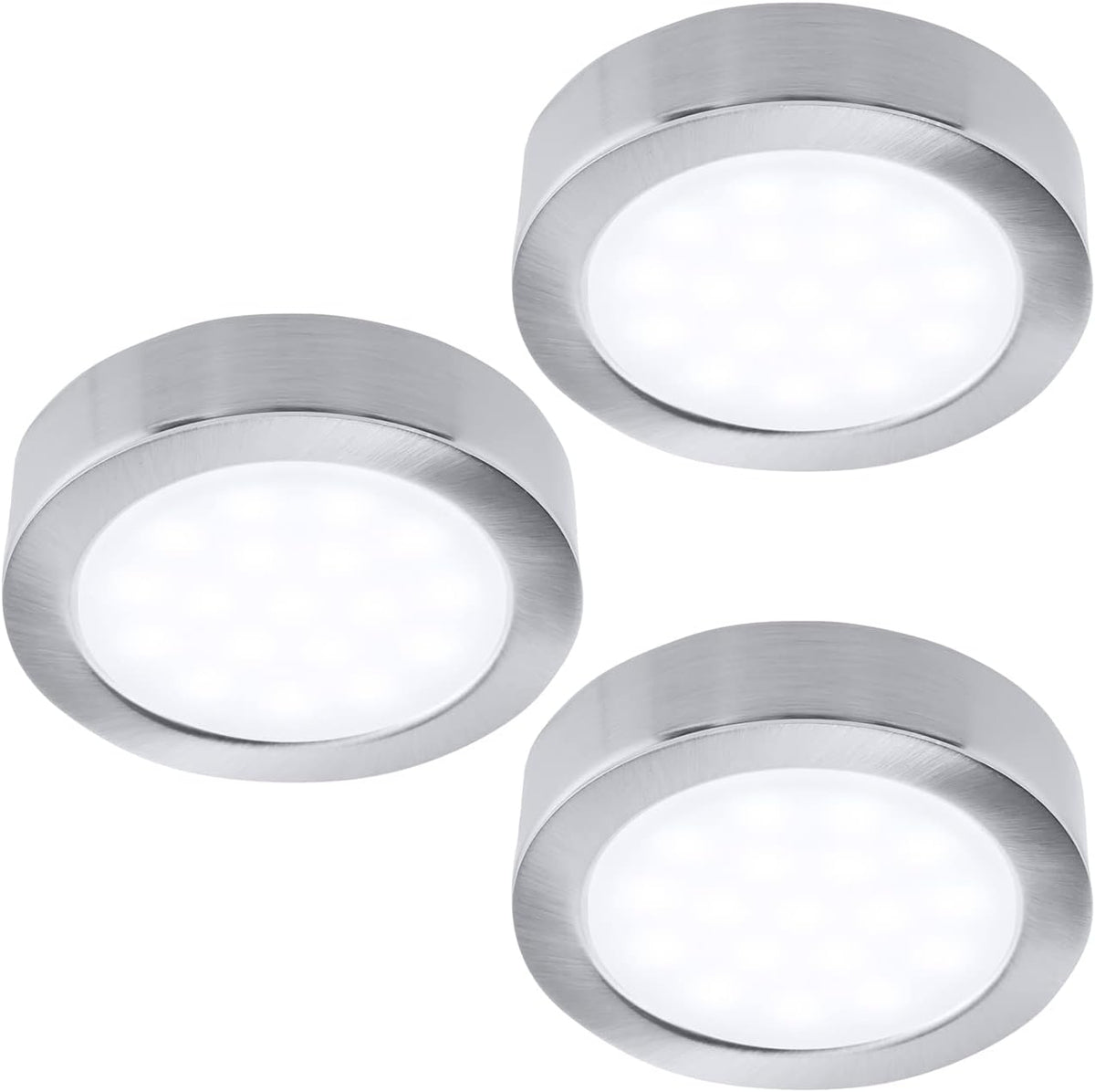 LUMILAND Wired LED Puck Lights 120V (2.7Wx3) Plug-in Lighting Warm White, LED Cabinet Light for Kitchen Can Be Surface Mount or Recess Mount, Satin Nickle