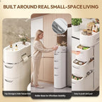 BGYMF 4-Tier Narrow Slim Bathroom Storage Cabinet with Wheels,White