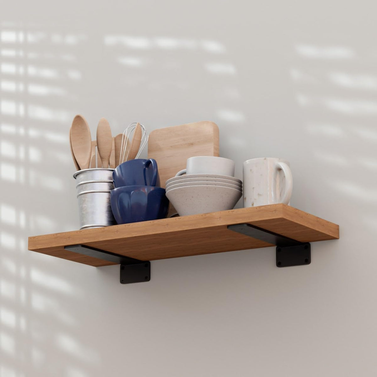 LEOPO 8 inch 12 Pack Floating Shelf Brackets, 1/5" Thick Hidden L Bracket