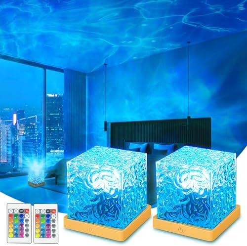 Ocean Wave Projector Light with Remote, 16 Color Ambient Lighting, 2 Pack