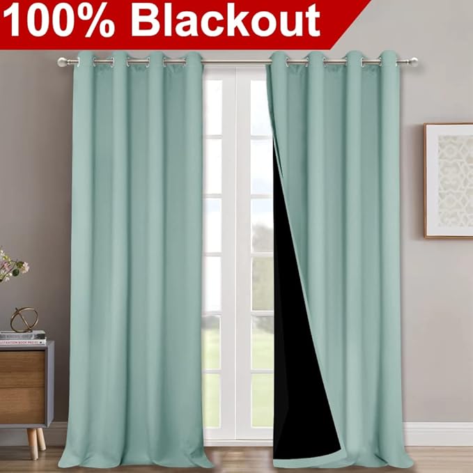 NICETOWN Full Shading Curtains for Windows, Super Heavy-Duty Black Lined - Image 2