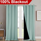 NICETOWN Aqua Blue 100% Blackout Curtains - Image 2