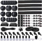 Cord Management Organizer Kit 4 Cable Sleeve split 192PCS Cable Management