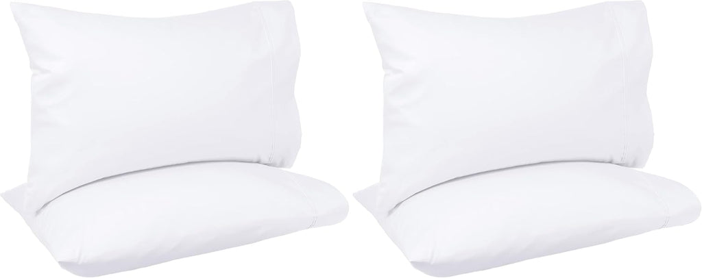 Amazon Basics 400 Thread Count 100% Cotton Pillow Cases, Soft, Wrinkle Resistant, Sateen Weave, Standard Size, 30" x 20", Dark Gray, Set of 2