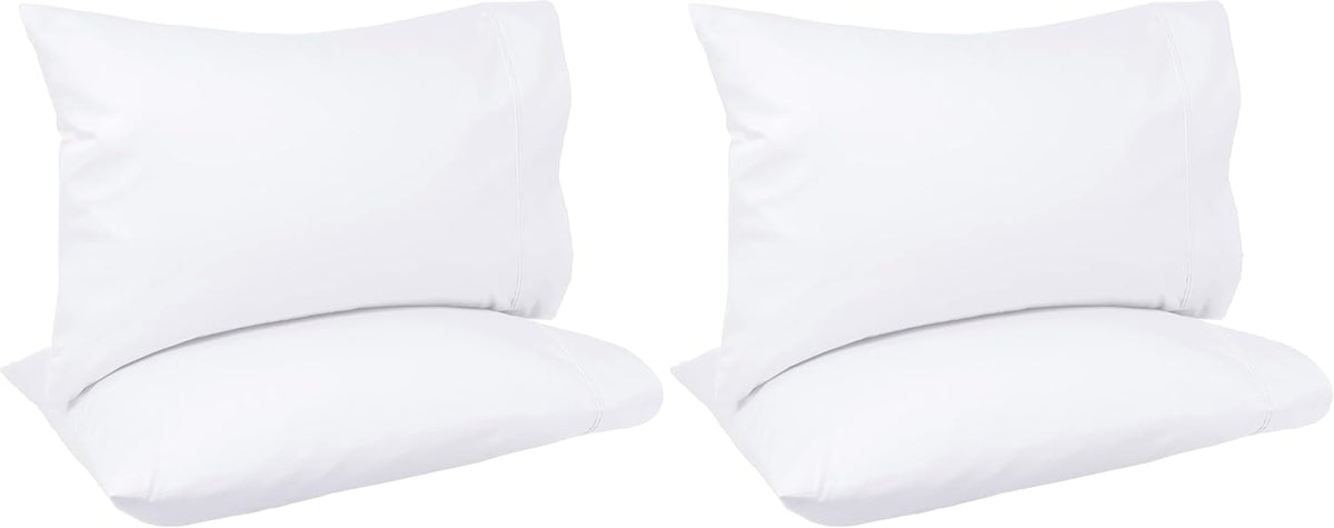Amazon Basics 400 Thread Count 100% Cotton Pillow Cases, Soft, Wrinkle Resistant, Sateen Weave, Standard Size, 30" x 20", Dark Gray, Set of 2