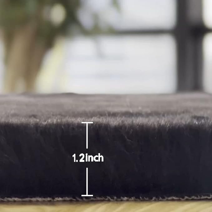 ORINOVA Faux Rabbit Fur Rug Machine Washable Area Rugs Black Fur Rug - Image 2