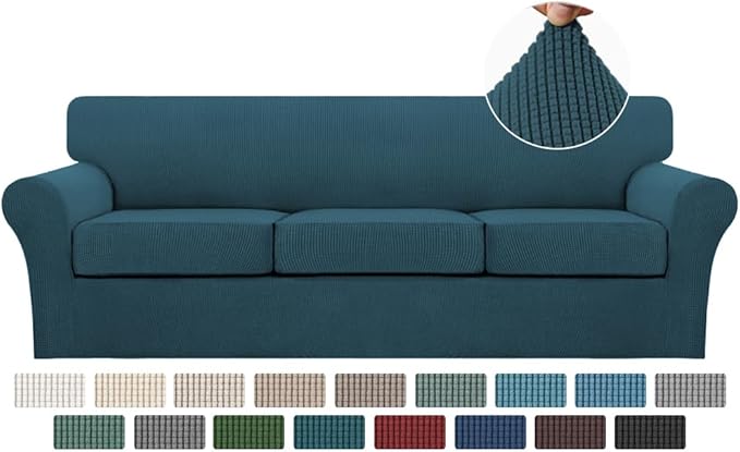 Turquoize 4 Piece Sofa Covers for 3 Cushion Couch Sofa Slipcover Soft Couch by Turquoize