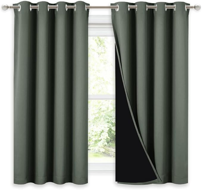NICETOWN 100% Blackout Curtains 54 inches Long, Double-Deck Completely Blackout by NICETOWN