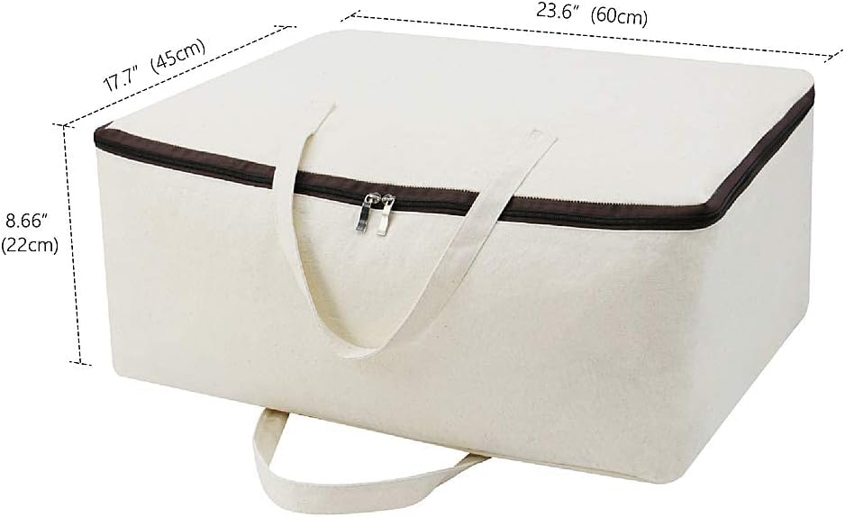 2 Pack Cotton Storage Bags for Duvets, Blankets, Soft Blanket Organizer Bag