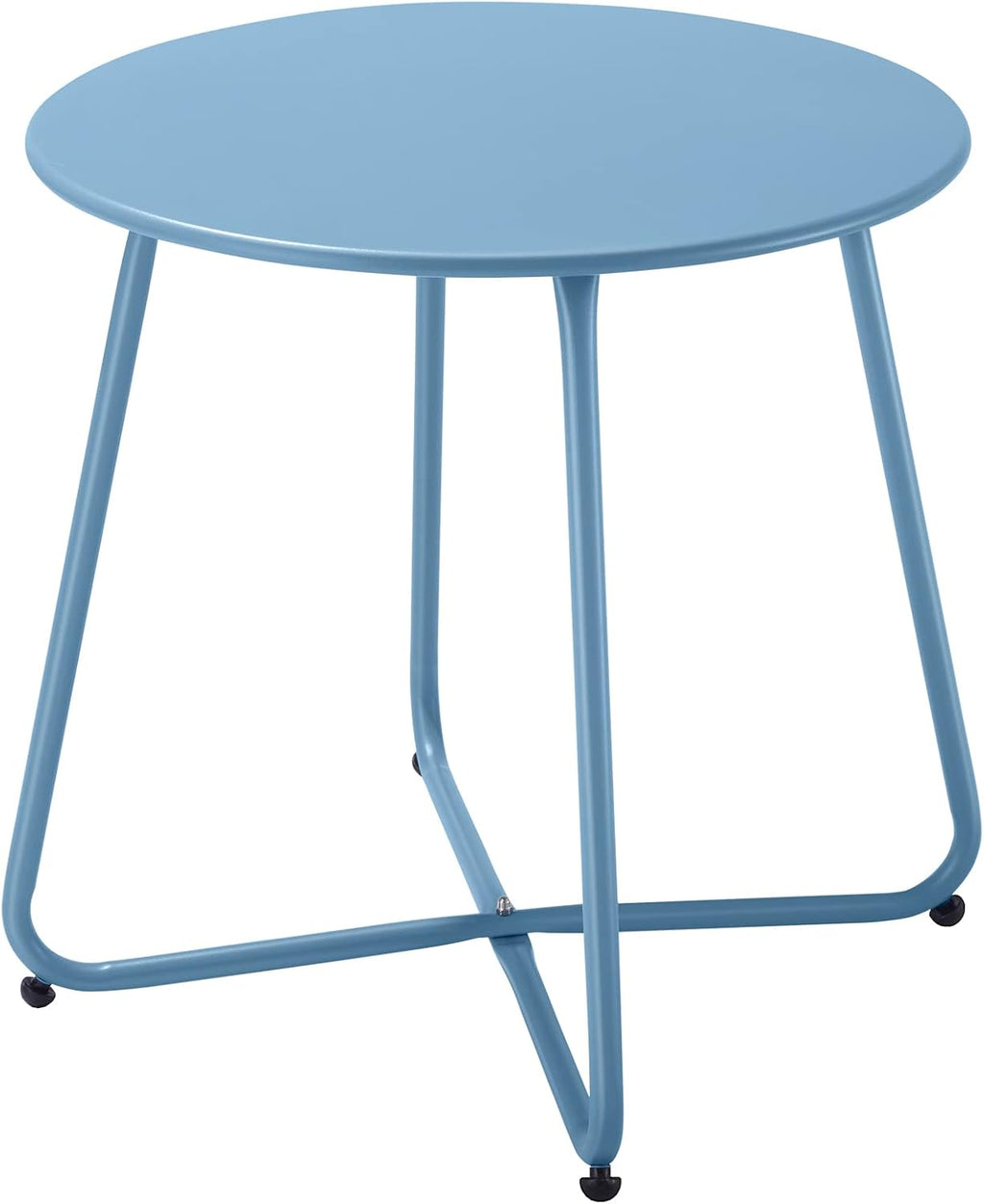 Meluvici Patio Outdoor Side Table Waterproof Round Metal Steel Small Side Table Weather Resistant Portable Outdoor and Indoor End Table for Garden Balcony Yard, Blue