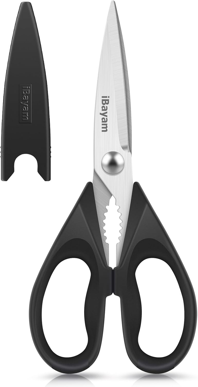 iBayam Black Kitchen Scissors - Heavy Duty Meat & Poultry Shears