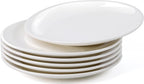 6 Pcs Ceramic Dinner Plates, White Dessert Plates, 8 Inch, Round