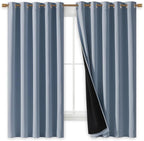 NICETOWN 100% Blackout Lined Curtains, Vintage Blue, 1 Pair, 2 Thick Layers - Image 2