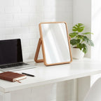 ZOROSY Desk Makeup Mirrors with Wood - Small Table Mirror with Stand
