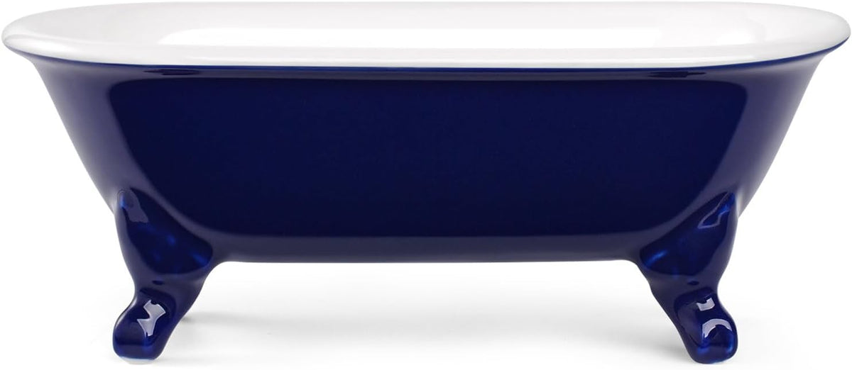 6.5" Mini Clawfoot Bathtub Soap Dish,Bar Soap Holder,Navy Blue