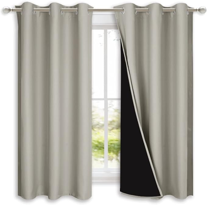 NICETOWN Natural 100% Blackout Lined Curtains, 2 Thick Layers Completely by NICETOWN