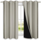 NICETOWN Natural 100% Blackout Lined Curtains, 2 Thick Layers Completely by NICETOWN