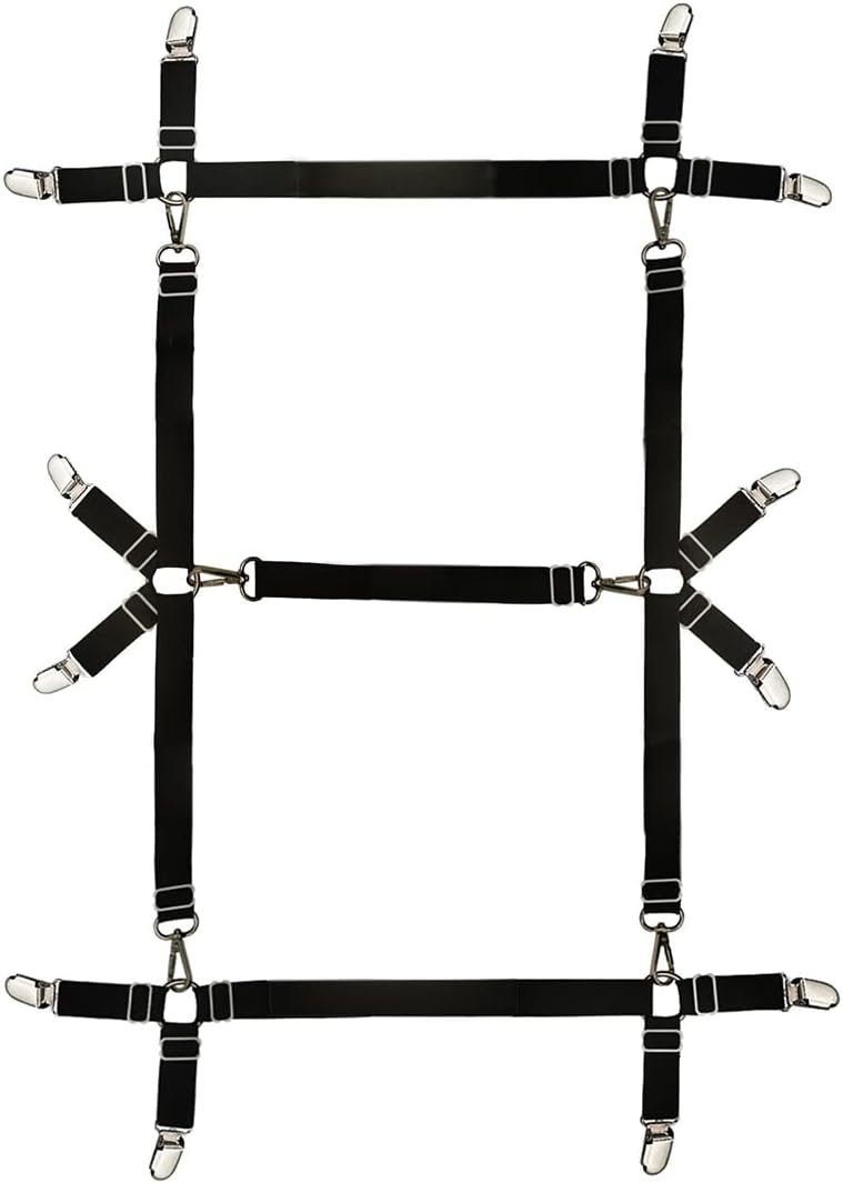 Bed Sheet Straps,Fitted Sheet Clips,Adjustable Bed Sheet Fasteners for Fitted Bed Sheets, Bed Scrunchie for Mattress Pad Covers (Black3)