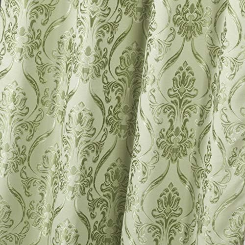All American Collection New 4 Piece Drape Set with Attached Valance and Sheer with 2 Tie Backs Included (63" Length, Sage)