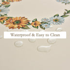 Zobesta Beige Vinyl Tablecloth Rectangular 86x55 PVC Sunflower Plastic