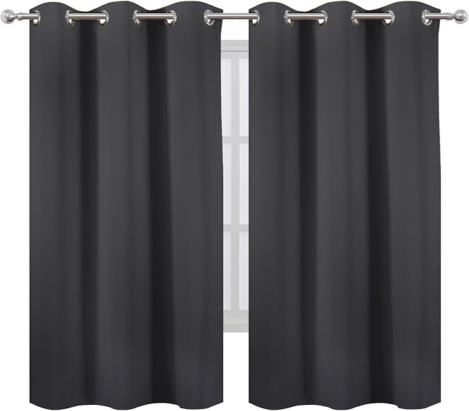 LEMOMO Blackout Curtains 42 x 63 inch/Dark Grey Curtains Set of 2 - Image 2