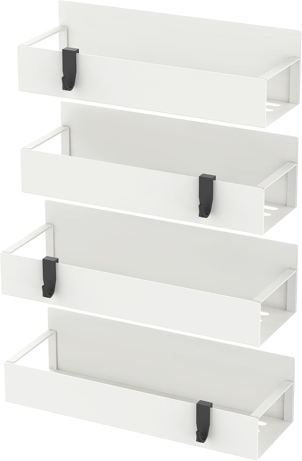 HuggieGems Metal Magnetic Spice Rack for Refrigerator Cream White, 4 Pack