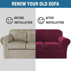 H.VERSAILTEX High Stretch Sofa Slipcover 4 Piece Cover Velvet Furniture - Image 7
