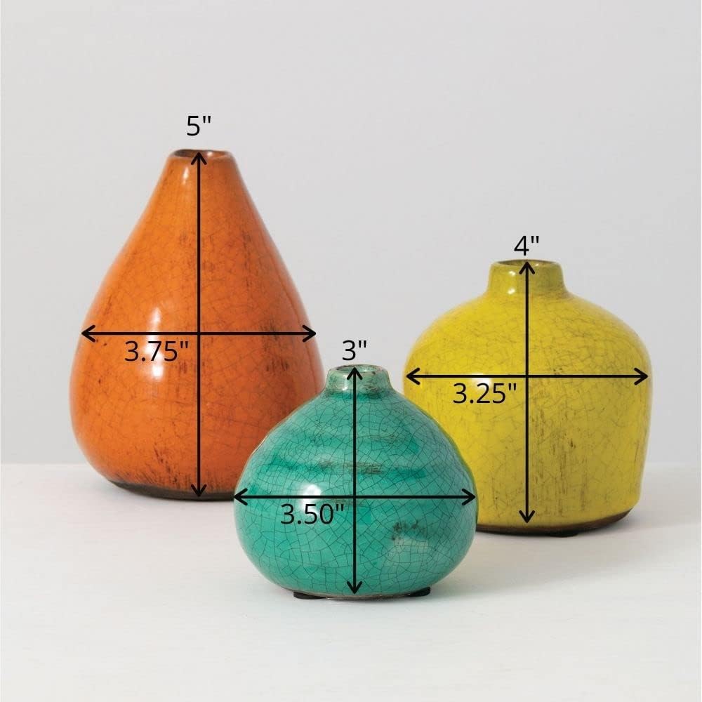 Sullivans Ceramic Vase Set- 3 Small Vases, Rustic Home Décor, Modern Farmhouses; Ideal Shelf Décor, Table Décor, Bookshelf, Mantle, Multicolored (CM2219)