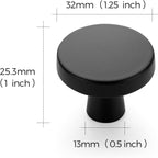 Ravinte Matte Black Cabinet Knobs Solid Pulls Single Hole 5 Pack