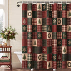MelonBoat Rustic Printed Christmas Shower Curtain