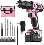 WORKPRO 20V Cordless Drill Driver Set, Pink, 3/8" Keyless Chuck