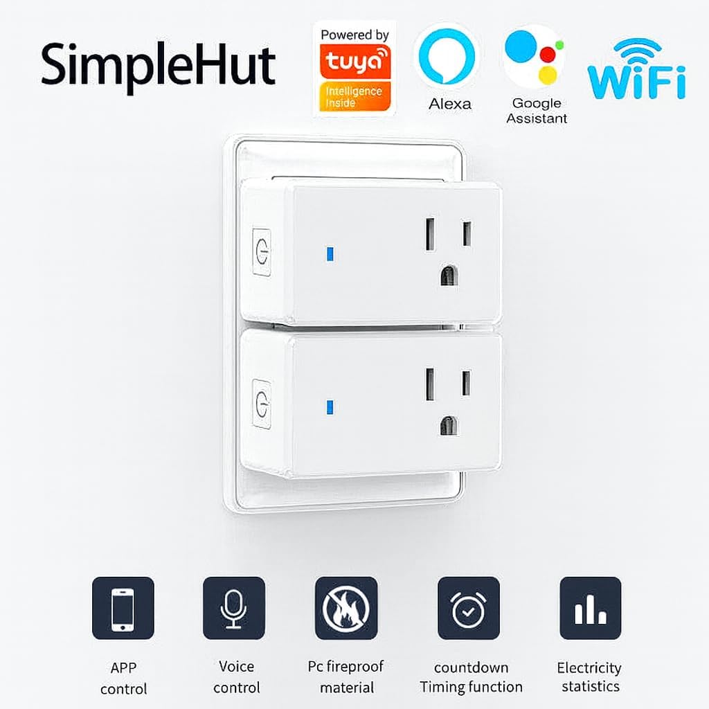 Smart Plug, Works with Alexa & Google Assistant, Smart Life App & Voice Control, Energy Monitoring, Timer Scheduling, No Hub Required, App Remote Control, 2.4 GHz WiFi Outlet, 10A 2-Pack