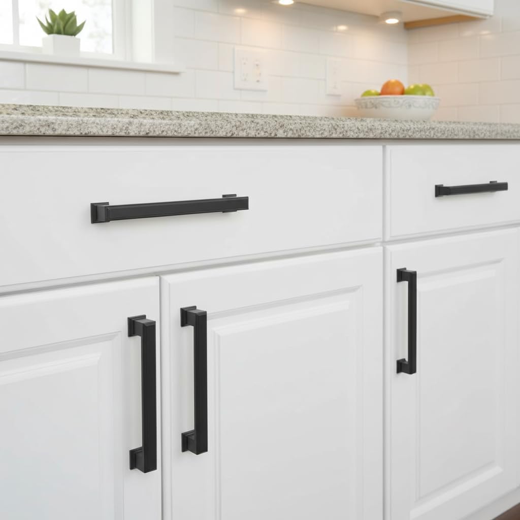 5" Matte Black Cabinet Pulls and Handles 10 Pack, AL3071MB