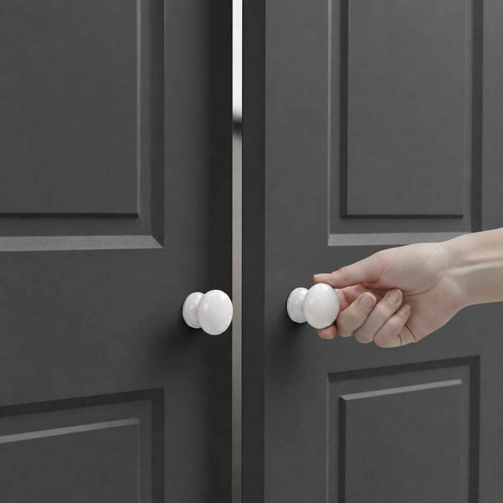 trust4care 4-Pack Ceramic White 1.5" Bifold Closet Door Cabinet Knobs Pulls