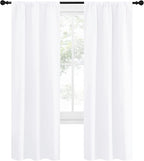 NICETOWN White Curtains 50% Blackout White Curtain Set, Modern Design Solid Rod - Image 2