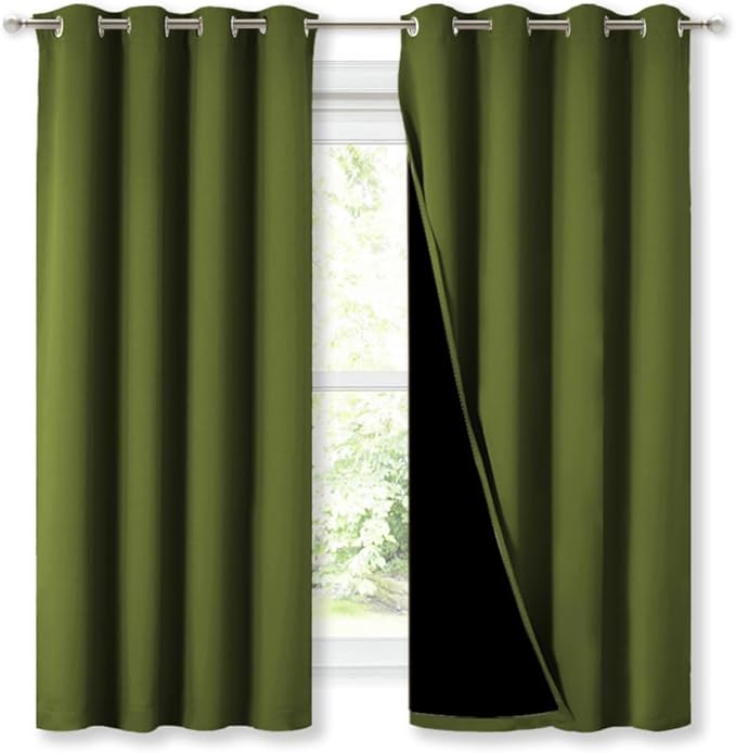 NICETOWN 100% Blackout Blinds, Olive Green, Laundry Room Decor Window Treatment - Image 2