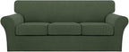 Turquoize 4 Piece Sofa Covers for 3 Cushion Couch Sofa Slipcover Soft Couch by Turquoize