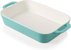 Sweejar Ceramic Bakeware Set, 9x13 Rectangular Baking Dish for Cooking, Kitchen, Cake Dinner, Banquet and Daily Use, Casserole Dishes for Oven Porcelain Baking Pans(Turquoise)