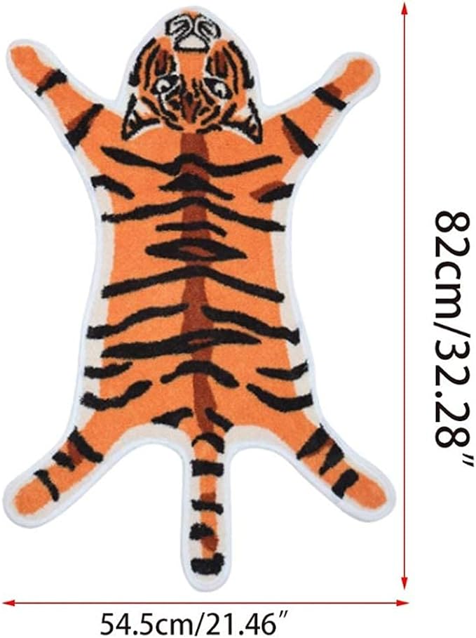 Tiger Print Rug Animal Printed Small Area Rugs Faux Cowhide Skin Leather - Image 2