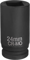 HARFINGTON 4 Point Square Socket 3/4" Drive 24mm Metric CR-MO Phosphate Blackening Standard Wheel Impact Sockets for Auto Repair Mechanical Maintenance Home Install