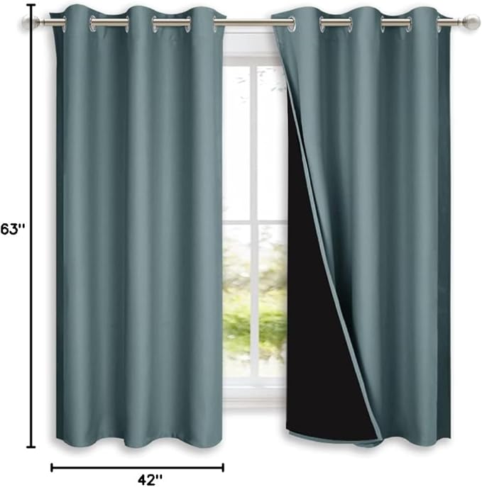 NICETOWN Greyish Blue 100% Blackout Lined Curtains, 2 Thick Layers Completely - Image 9