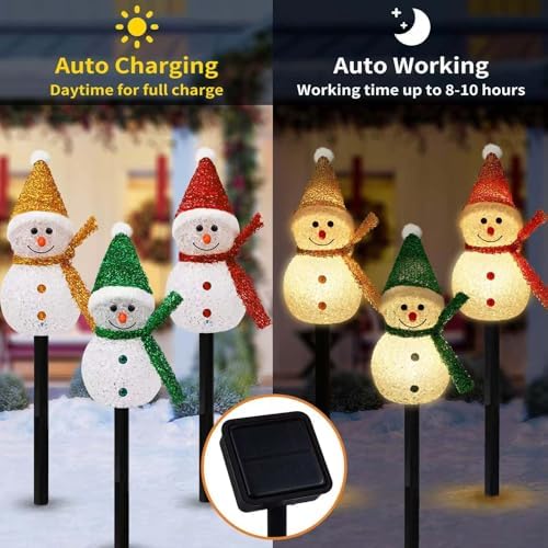 3PCS Solar Christmas Decorations Outdoor, Solar Pathway Stakes Lights
