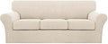 Turquoize 4 Piece Sofa Covers for 3 Cushion Couch Sofa Slipcover Soft Couch by Turquoize