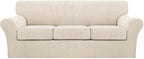 Turquoize 4 Piece Sofa Covers for 3 Cushion Couch Sofa Slipcover Soft Couch by Turquoize