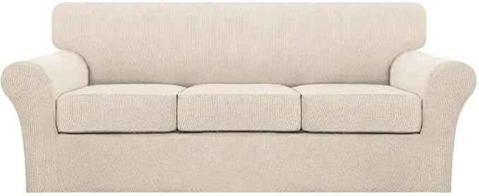 Turquoize 4 Piece Sofa Covers for 3 Cushion Couch Sofa Slipcover Soft Couch by Turquoize