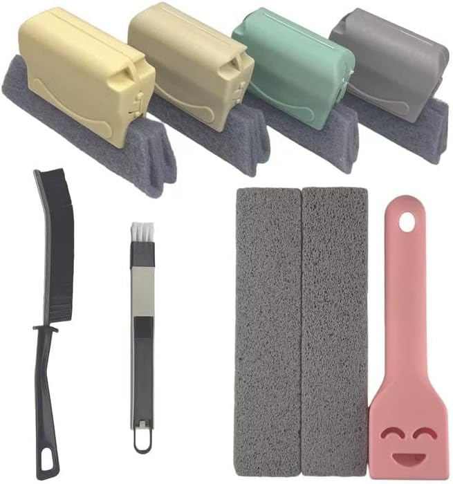 8-Piece Cleaning Brush Set, Window Track & Crevice Tools with Pumice Bars