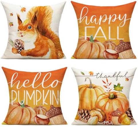 VAKADO Fall Outdoor Throw Pillow Covers 18x18 Set of 4 Decorative Cushion Cases Home Porch Decor for Patio Furniture Couch Bed Sofa,Watercolor Birds Floral Couch Cover
