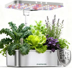 Stainless Steel Hydroponics Growing System Kits, Controlled Smart Indoor Garden with LED Grow Light Full Spectrum, 15 Pods Plant Germination Kit, with Quiet Pump,for Vegetables Herbs,Gardening Gifts