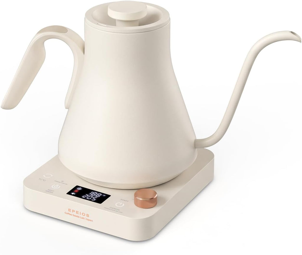 Epeios Gooseneck Electric Kettle With Temp Control,1200W,0.9L,Cream White