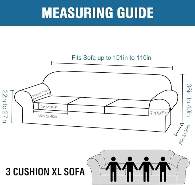 4 Piece Stretch Sofa Covers for 3 Cushion Couch Covers for Living Room - Image 2
